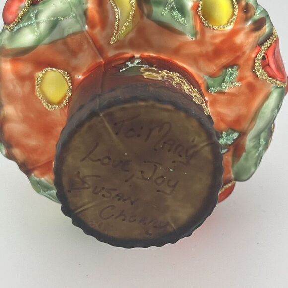 Susan Cherry 6.5" Glass Christmas Tree Ornament Glitter With Fruit Inscribed - Picture 8 of 10
